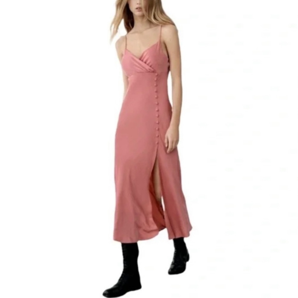 Zara Rose Maxi Dress with Button Detail